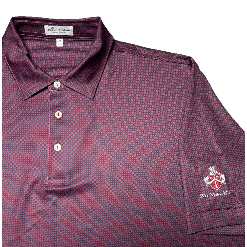 Peter Millar Summer Comfort Geometric El Macero Country Club Golf Polo Men's XL